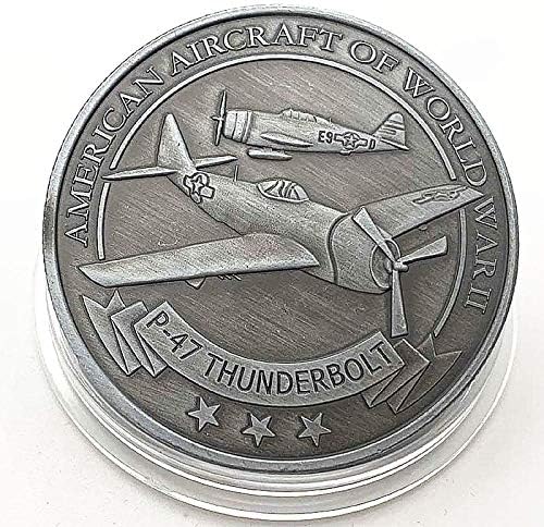 Американски авиони На Светски Авиони П-47 Гром Сувенир Монета Воени Навивачи Ветерани Сребрена Комеморативна Монета