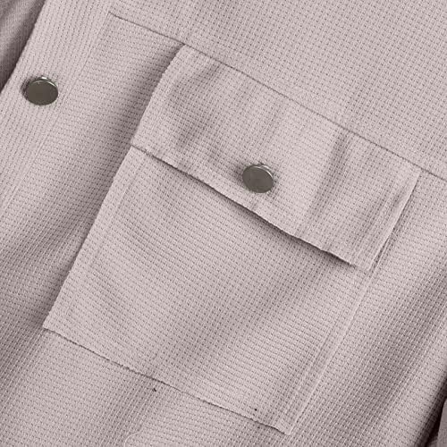 Ruziyoog женски вафли плетени кошула јакни Елегантно лаптено копче со долг ракав надолу, лабаво вклопување на обични исечени врвови блуза