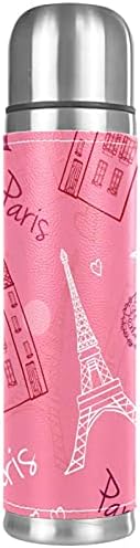 Нерѓосувачки Челик Кожа Вакуум Изолирани Кригла Париз Розова Термос Вода Шише За Топла И Ладна Пијалаци Деца Возрасни 16 Мл