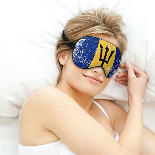 Ретро Барбадос знаме Смешно спиење маска за очи меко занишано капаче со прилагодлива лента за ноќни очила за мажи жени