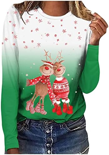 Женска екипаж џемпер грда божиќна маичка весели кошули за жени пуловер за новогодишна елка