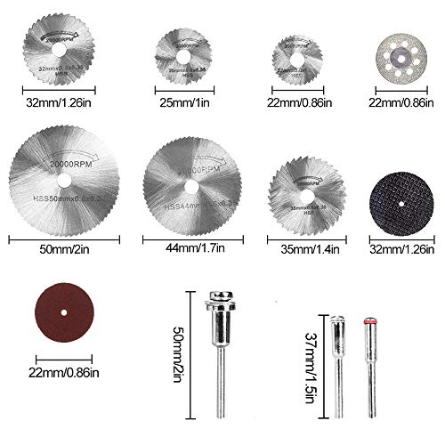Eeezugo 10 парчиња Дисмантски тркала за намалување на дисковите со обложени ротациони алатки w/mandrel 22mm за dremel