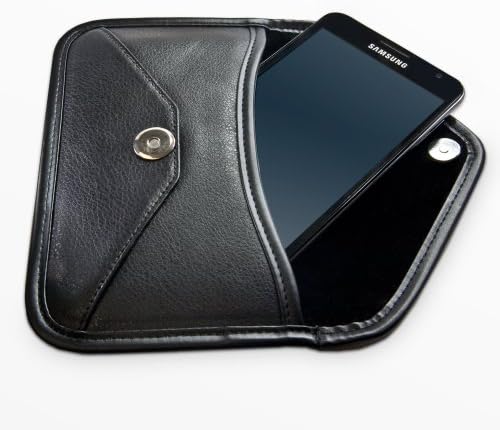 Boxwave Case компатибилен со Samsung Galaxy J3 Star - Елитна торбичка за кожен месинџер, синтетички кожен покрив дизајн на пликови дизајн за