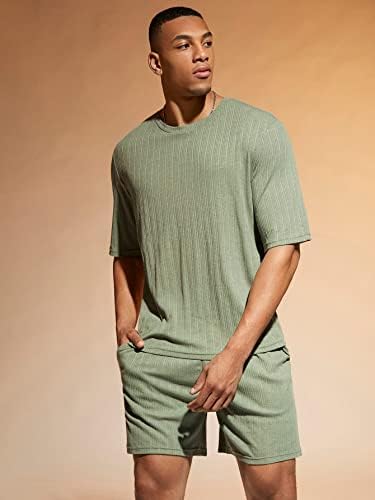 Lubose Облека со две парчиња за мажи со цврсти шорцеви од половината и влечење на половината