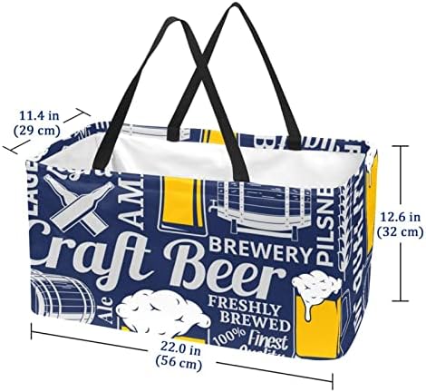 Кошар за еднократно шопинг сино пиво креативно илустрација преносно преклопување пикник намирници кеси за перење алишта за торба
