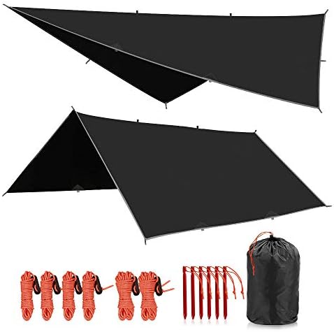 Редкамп Хамак Дожд летајќи кампување водоотпорен водоотпорен, 10x10ft лесен ранец за засолниште за дожд за засолниште за дожд за