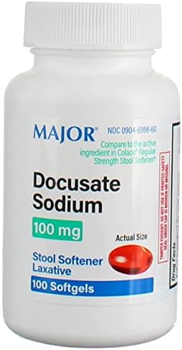 Docusate натриум 100 mg Softgels за нежно, сигурно олеснување од повремено запек генерички за Colace 100 Softgels по шише пакет