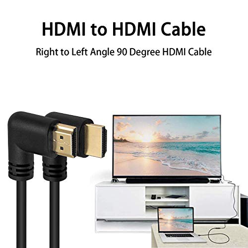 Појикот 90 Степен HDMI 2.0 Машки До Машки Кабел, 1.5 Ft / 50cm Позлатена ГОЛЕМА Брзина HDMI Машки Прав Агол На Машки Лев Агол Кабел 60Hz, 4K 2K