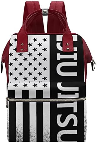 Фанистар Американско Знаме Џиу-Џицу Печатена Торба За Пелени Торба За Бебиња Торби За Пелени Водоотпорна Патна Торба За Рамо За Мама И Тато