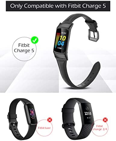 Wearlizer Компатибилен Со Fitbit Полнење 5 Бендови За Жени Мажи, Тенок Кожен Бенд Тенок Замена Нараквица За Часовник За Полнење 5 Бенд