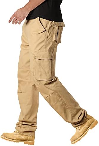 Карго панталони Глиреј за мажи опуштени вклопени обични работни панталони тактика за пешачење со џебови Каки 32