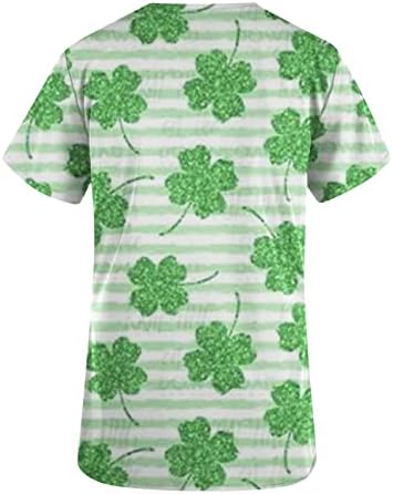 Денот на Свети Патрикс Бела блуза за жени ирски графички маички со шамарички текови од рамото кратки ракави плус врвови на големината