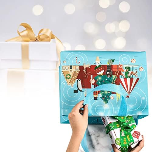 Kepnilo 12 пакуваат големи божиќни торбички торби со рачки, еднократно торбичка за намирници за намирници за забава за одмор на Божиќ 12.8’x 9.8's 6,7 ''