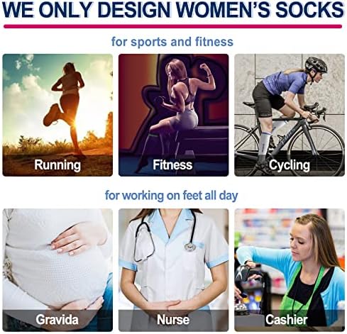 Sumarpo Running Compression Codics за жени, уникатни 3Д точки со перничиња, медицински 20-30 mmHg колено високи чорапи, 2 пара