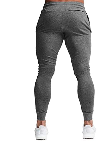Машки тенок џогерски панталони за теретани за теретани и боди -билдинг атлетски дно џемпери со длабоки џебови