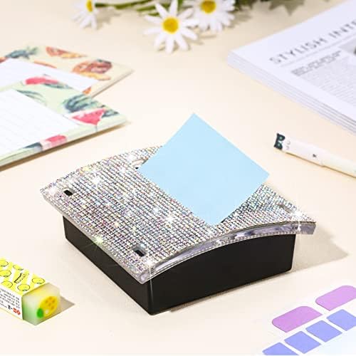 Eersida Rhinestone Self Stick Note Botle Pad Holders 4x4 Inches Memo Note Holder Dispenser Sticky Note држач за лепливи белешки