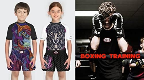 O2TEE UNISEX KIDS RASK GUADER MUAY THAI SHORTS SOTTS FOR BOODS DIVES BOXING DAIRY MULTI-SPORT
