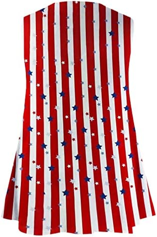Плус големина женски резервоар за американско знаме на врвови на 4 -ти јули маици Патриотски кошула без ракави САД starsвезди ленти