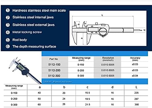 КВУЛ Стврднат Нерѓосувачки Челик 0-150мм, 0-200мм, 0-300мм Дигитален Дебеломер Верние Дебеломер Микрометар Електронска Алатка За Мерење На Дебеломер