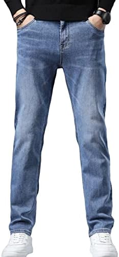 Мажите директно измиени ретро слаби тексас панталони Еластична половината патент тенок фармерки удобност се вклопуваат гроздобер