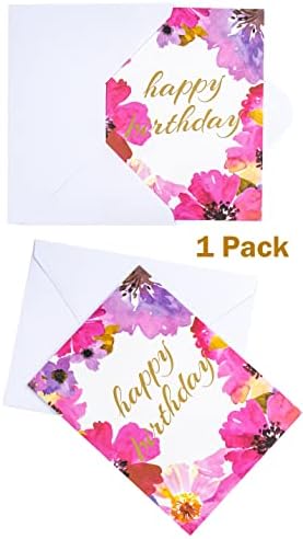 ЗАВИТКАН 13 Голема Торба За Подароци Со Картичка И Ткивна Хартија-Цветна Златна Фолија Среќен Роденден
