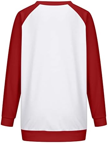 Женска грда божиќна маичка Раглан со долг ракав екипа на екипаж на врвови на врвот на блуза со смешна графичка маица