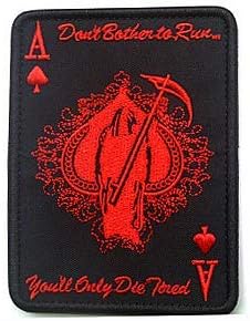 Ace of Spades Grim Reaper Death Card Patch Patch воена кука јамка тактика морал извезена лепенка