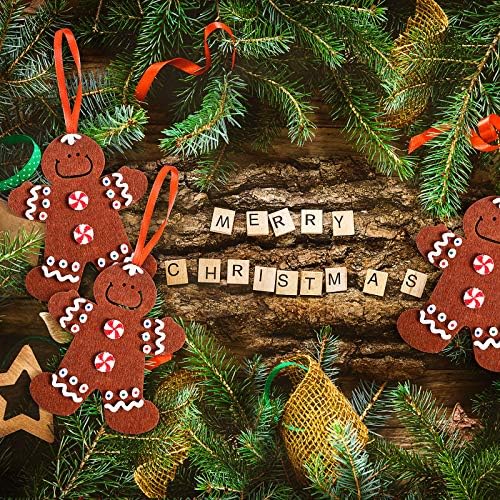 24 парчиња почувствувани маж од ѓумбир од ѓумбир, DIY ѓумбир, човек украс занаетчиски комплети масовни Божиќни украси за занаетчиски комплети