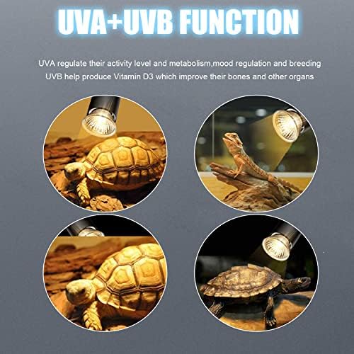 Horior најновата топлинска ламба со влекачи со тајмер UVA UVB тајмер за ламба за желка гуштер затемнет топлинска светлина со светло од 360