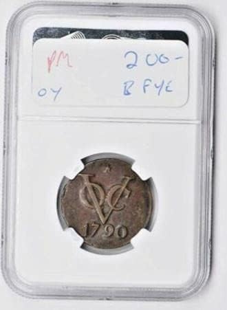 1790 VOC N.E. Инди 2 duiten NGC XF 40 Bn, Utrecht-Star Witter Coin