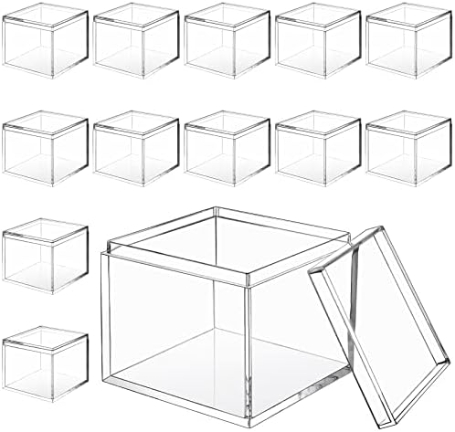 12 Парчиња Проѕирна Акрилна Пластична Квадратна Коцка Мала Акрилна Кутија Акрилни Контејнери за Складирање Со Капак Контејнери