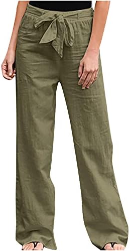 Дасајо женски обични лабави долги панталони Постелнини со ленти со цврсти панталони плус големина меки трендовски пантолони џемпери јога хулахопки