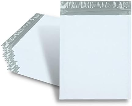 PSBM меур поли поштари, 5x10 инчи, 10500 пакет, постепени испраќачи на пликови, бели/сиви, само -заптивка и лента за кора