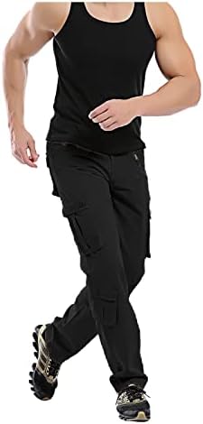 Баскувиш карго панталони за мажи опуштени вклопени работни панталони Мулти џебови на отворено работа пешачење за џемпери, обични