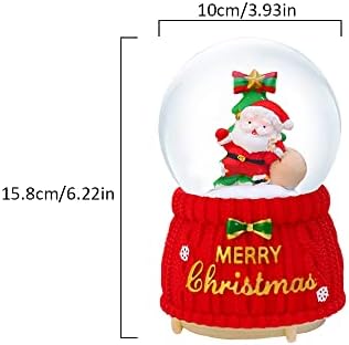Божиќен музички снежен свет, смола од 100мм смола Дедо Мраз Снег глобус со менување на LED светла и автоматски снегулки за украси за дома