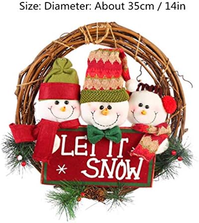 Божиќен Венец од ирваси од медоносна продавница, Снешко Дедо Мраз Предна Врата Закачалка Празнични Украси, нека Снег Стил Б