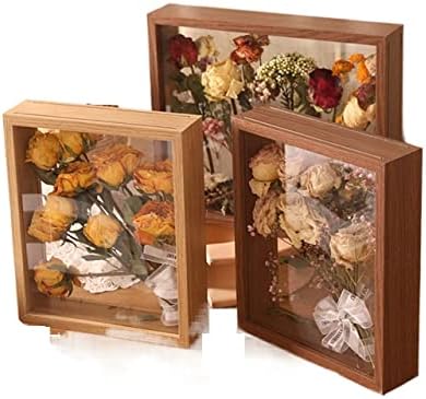 Фото рамка Цветна дисплеј штанд транспарентен сушен цвет дрвен штанд кутија за приказ на wallид монтиран за складирање домашна декорација