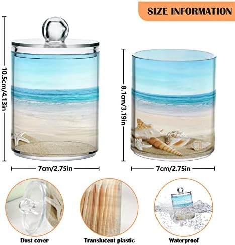 Seashell Tropical Beach Cotton Swab Swab Containers Contayers Jars со капаци постави памучна топка подлога за тркалање тегла за памук