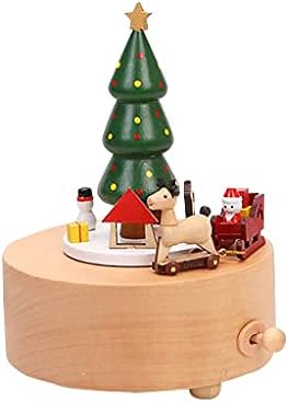 Ylyajy Дрвена музичка кутија Божиќна забава Божиќно дрво рингишпил кутии подарок Божиќ (боја: е, големина