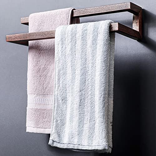 Полица за пешкир за бања дрвена пешкир решетка со двојно пешкир за самостојно лепило, без дупчење за тоалет за бања, а