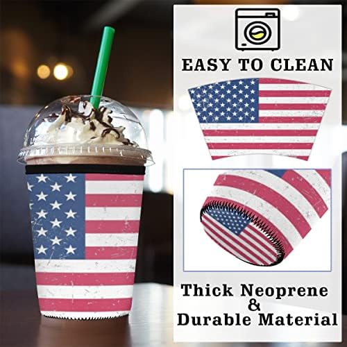 Американско Знаме Еднократно Ладен Чаша За Кафе Изолатор Ракав за 26-28оз Ладни Чаши За Пијалоци