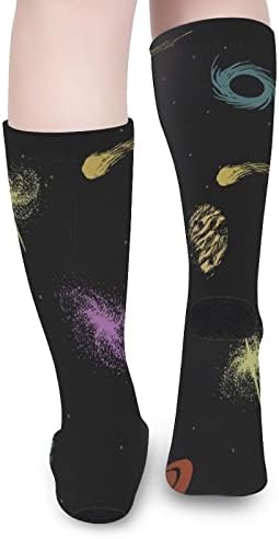 Образец на универзумот во боја печатено чорапи за појавување на бои Атлетски колени високи чорапи за жени мажи