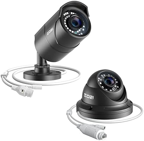 Zosi H.265+ 5MP 2K Security Bullet Dome POE Camera, 160ft Night Vision, леќи од 3,6 mm, агол на преглед на 110 °, IP66 водоотпорен IP