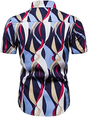 Убст хавајски кошули за мажи, лето кратки ракави тропски цветни печатени врвови копче надолу по плажа лабава обична кошула улична