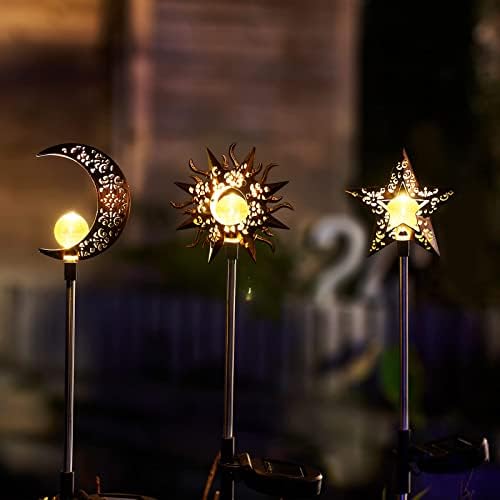 Tryme соларни светла надворешна градинарски украси Сонце Месечина starвезда Светло декоративни соларни фенери водоотпорни