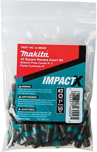 Makita A-96528 ImpactX 2 квадратни вдлабнатини 1 in insert bit, 50 пакет, рефус