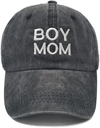 Момче за мама на Валдеал, подароци за мајка, прилагодливо извезено момче мама бејзбол капа за жени црно