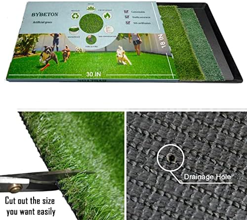 Bybeton вештачко кучиња трева подлога со послужавник, 30 x 18 во УВ-анти-миење на еднократна трева и материјал за чистење на материјал за