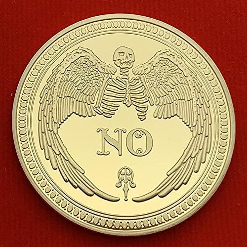 Да, позлатена комеморативна монета Ангел Ангел без одлука Ада криптоцентрација со заштитен ракав, среќа монета лична аматерска колекционерска