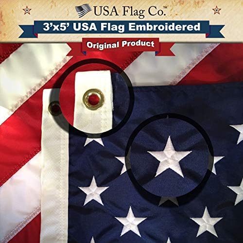 Американското знаме од САД Flag Co. е американски направено: најдобрите 3x5 везени starsвезди и зашиени ленти, направени во САД